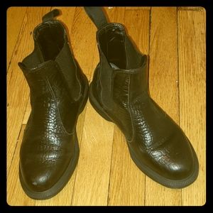 Dr. Martens Black Croc-Embossed Ankle Boots